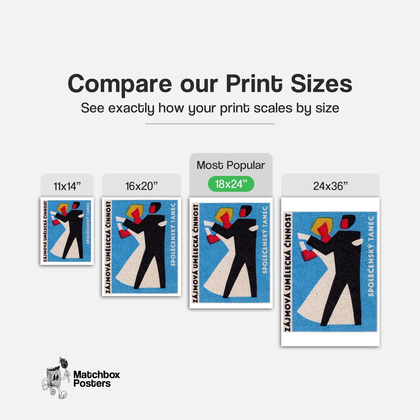 Stylized Figure - vintage matchbox label print - gallery wall preview