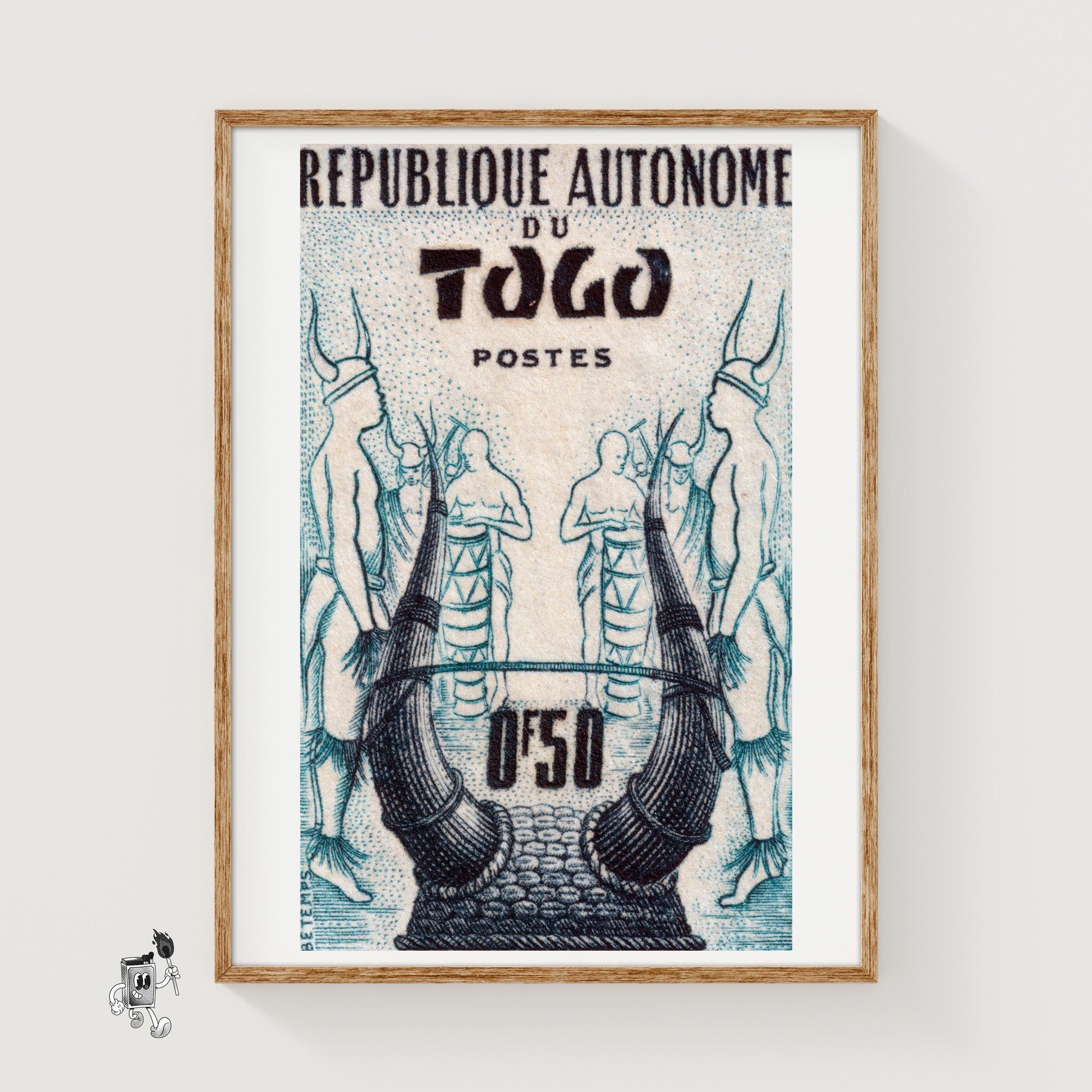 Horned Helmet - vintage matchbox label print