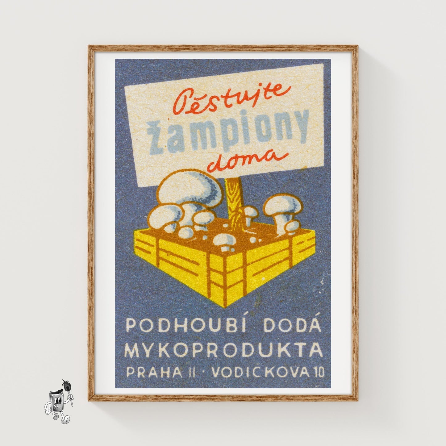Mushrooms Growing - vintage matchbox label print