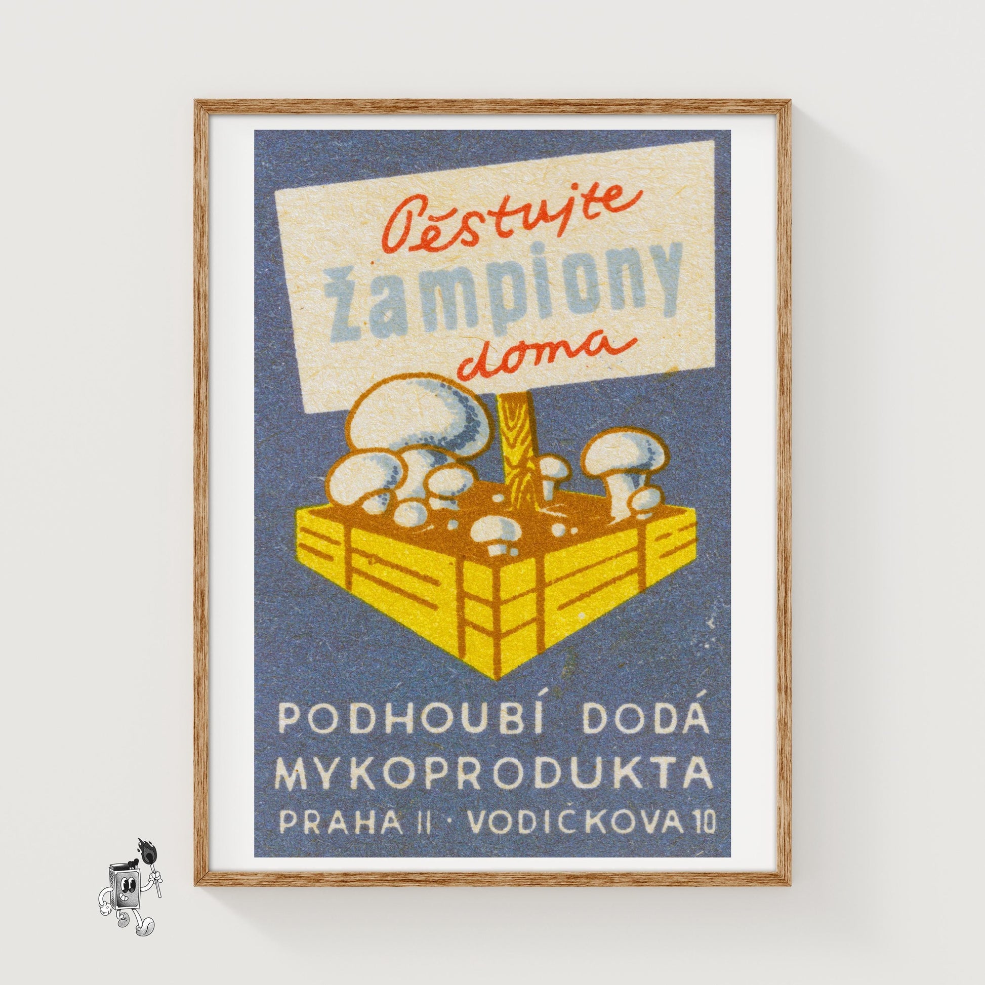Mushrooms Growing - vintage matchbox label print