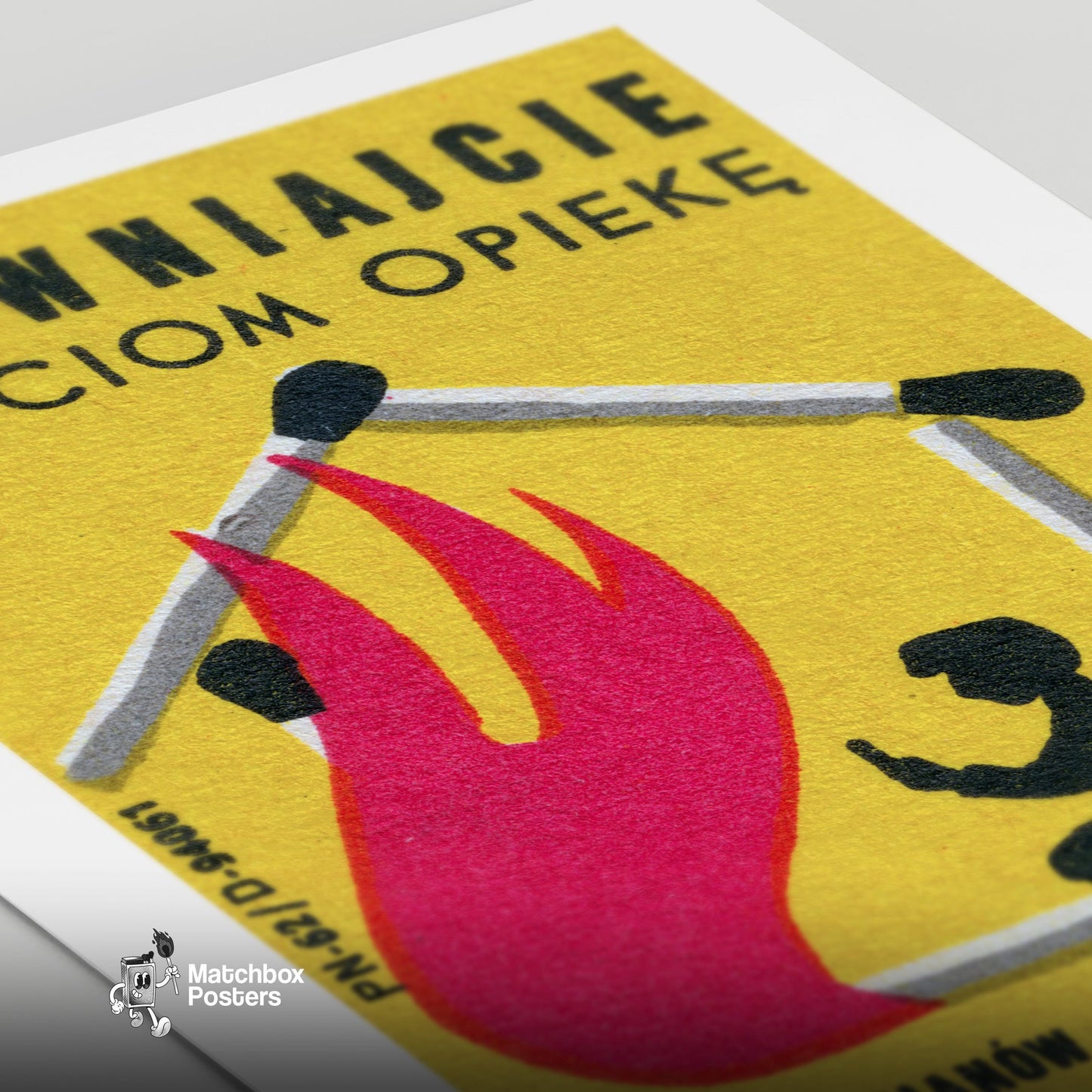 Matches Cause Housefires - vintage matchbox label print - close-up detail