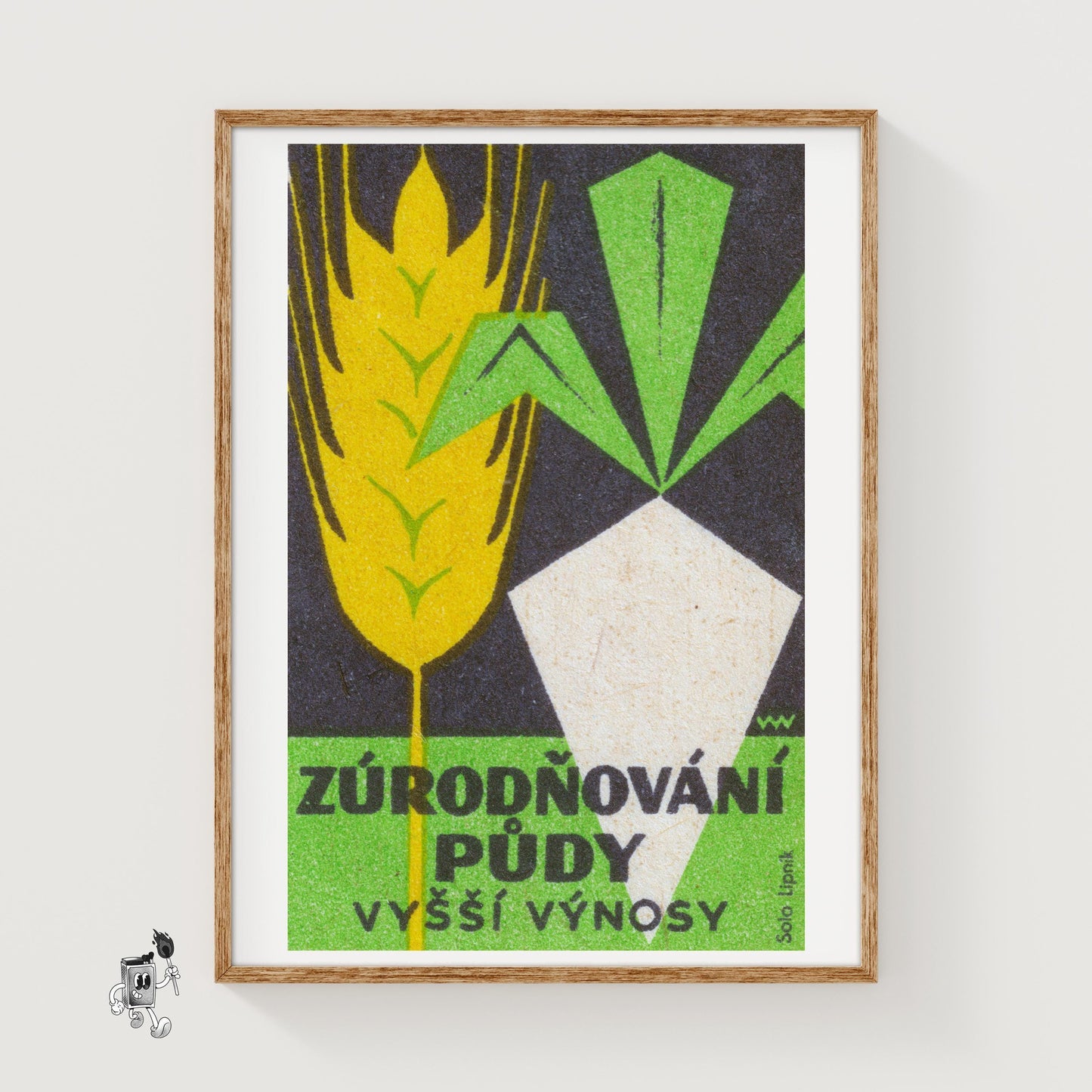 Wheat and Vegetable - vintage matchbox label print