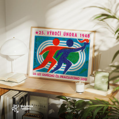 Athletics Competition - vintage matchbox label print - office wall
