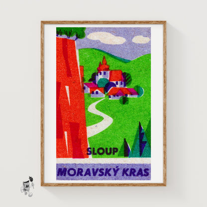 Countryside Town - vintage matchbox label print