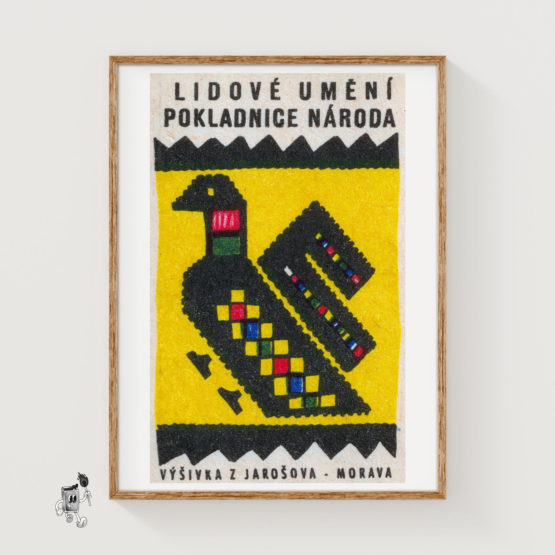 Folk Bird - vintage matchbox label print