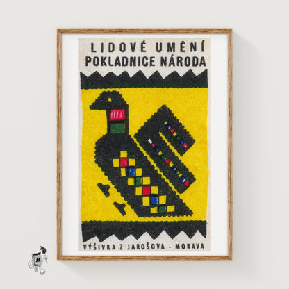 Folk Bird - vintage matchbox label print