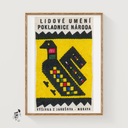 Folk Bird - vintage matchbox label print