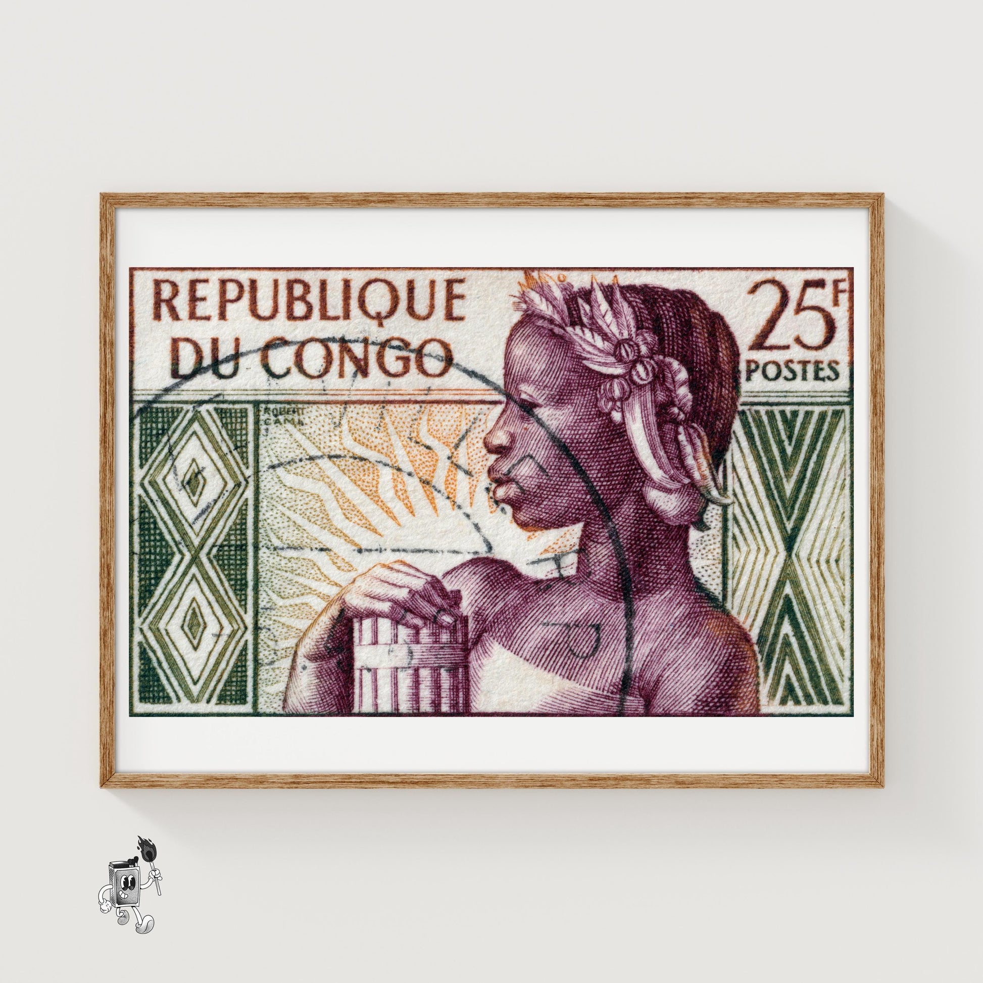 Congolese Woman - vintage matchbox label print