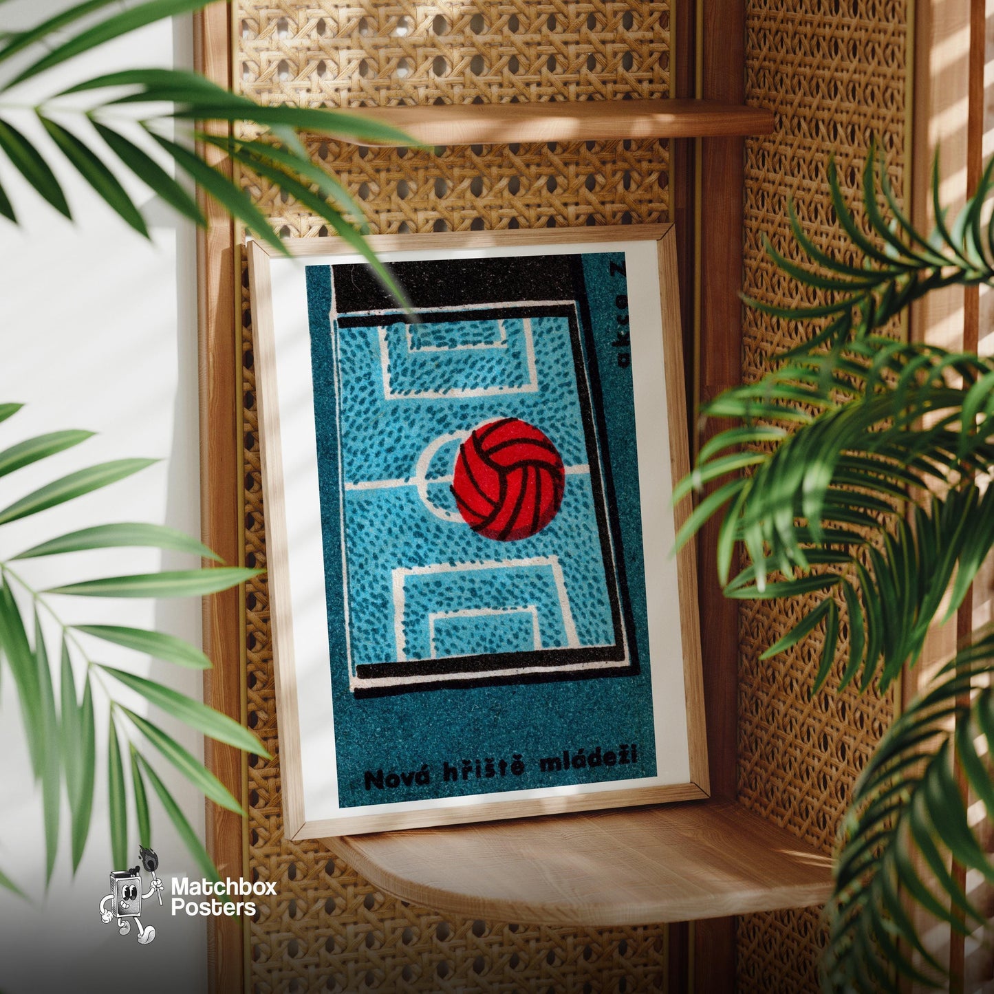 Football Field - vintage matchbox label print - office wall