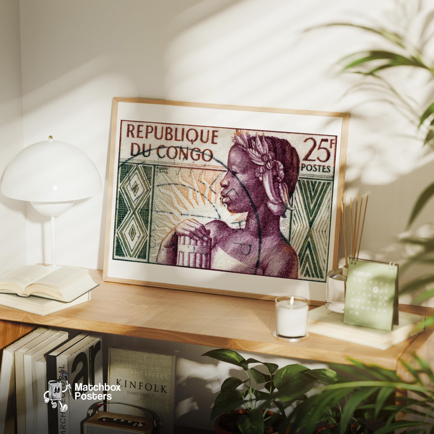 Congolese Woman - vintage matchbox label print - office wall