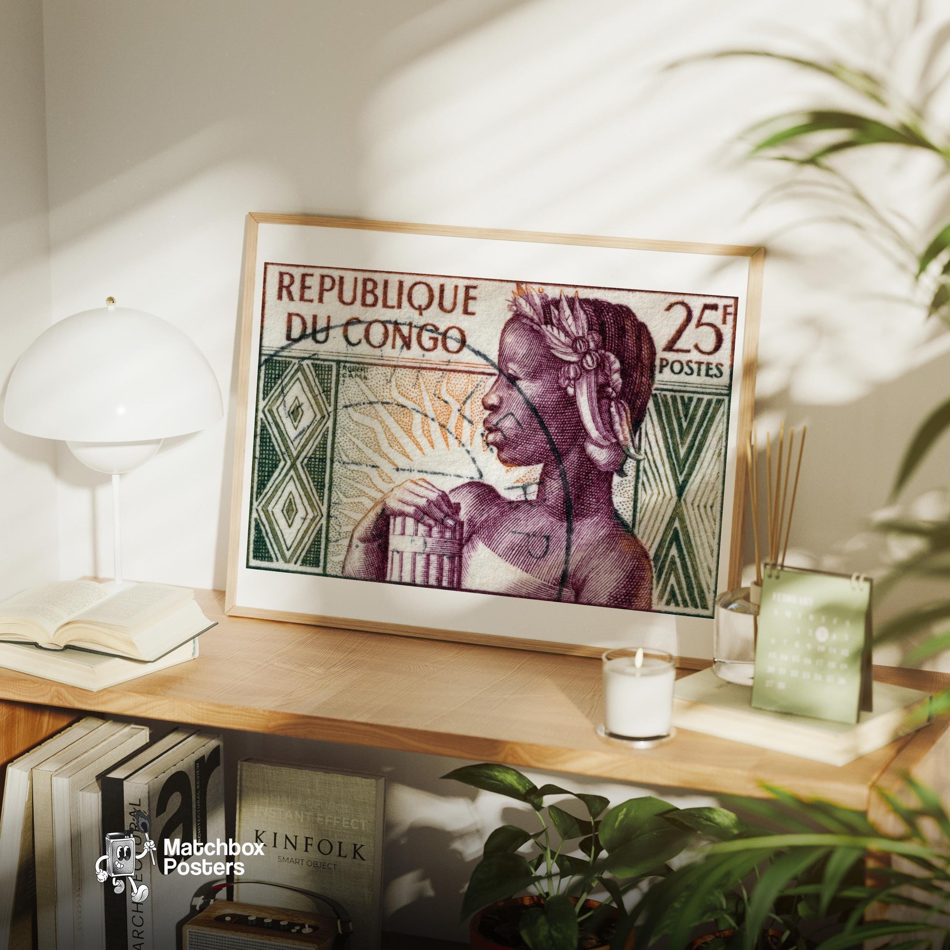 Congolese Woman - vintage matchbox label print - office wall