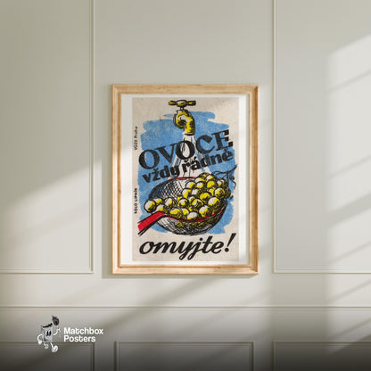 Washing Grapes - vintage matchbox label print - bedroom mockup
