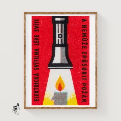 Flashlight Candle - vintage matchbox label print