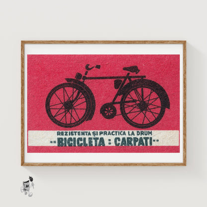 Bicycle - vintage matchbox label print