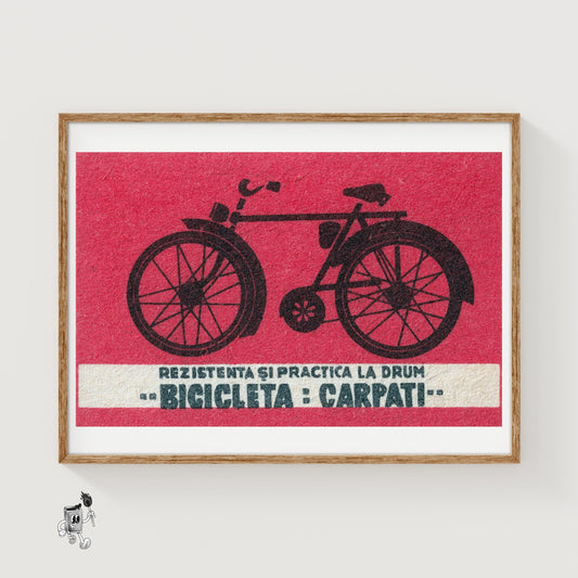 Bicycle - vintage matchbox label print