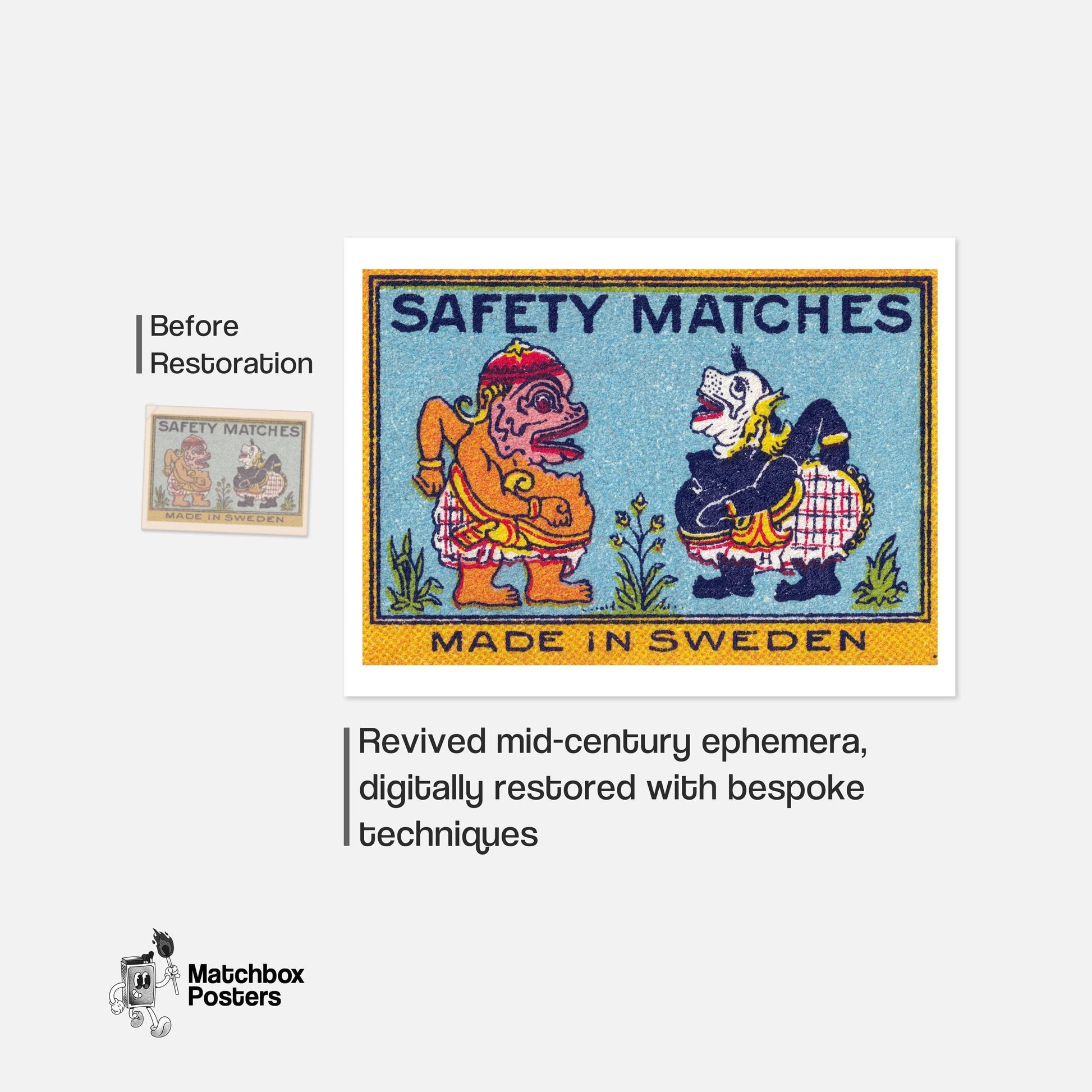 Indonesian Gods - vintage matchbox label print - framed wall art preview