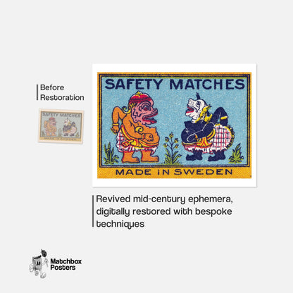 Indonesian Gods - vintage matchbox label print - framed wall art preview