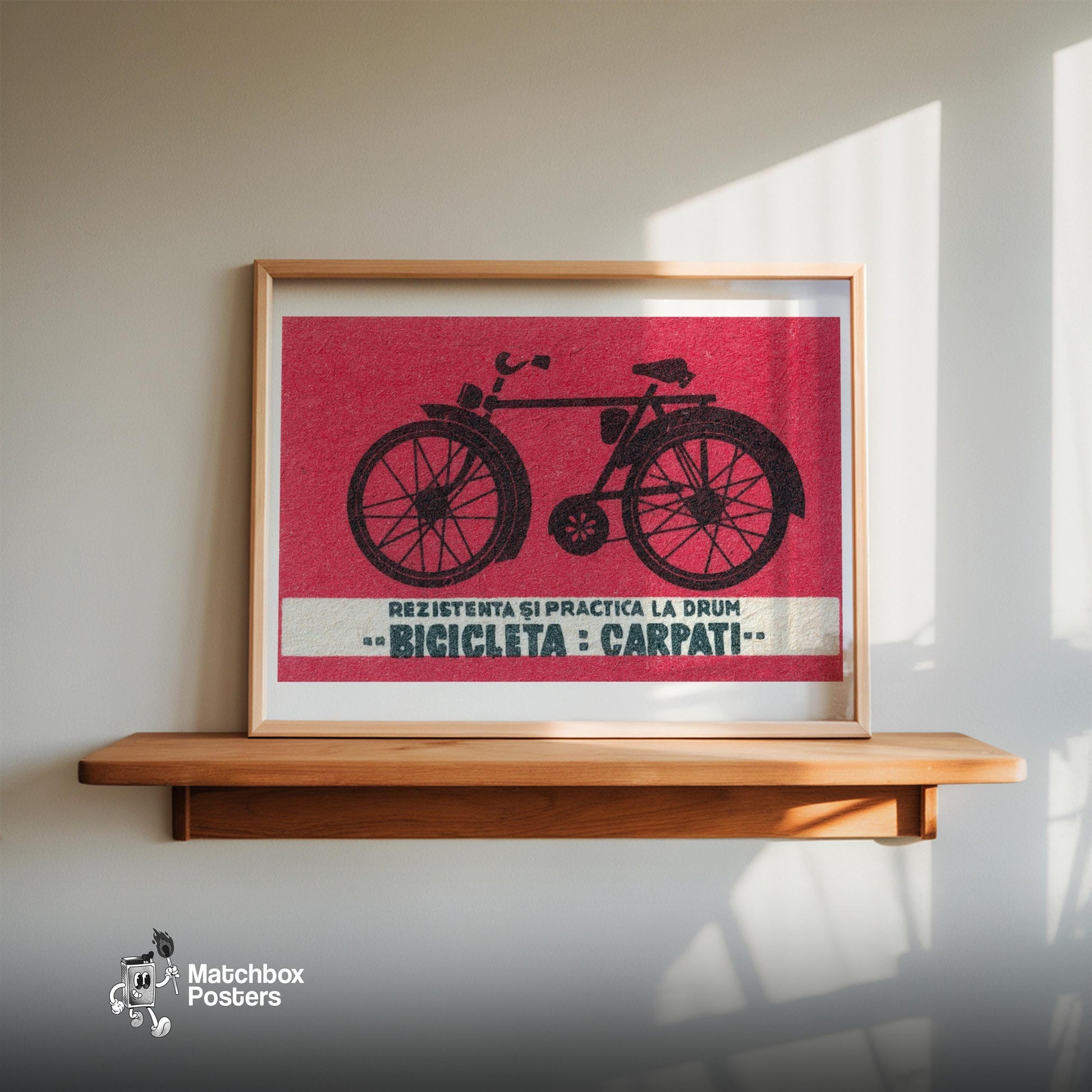 Bicycle - vintage matchbox label print - size comparison