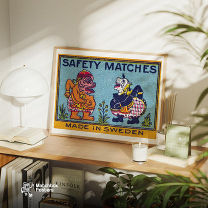 Indonesian Gods - vintage matchbox label print - office wall