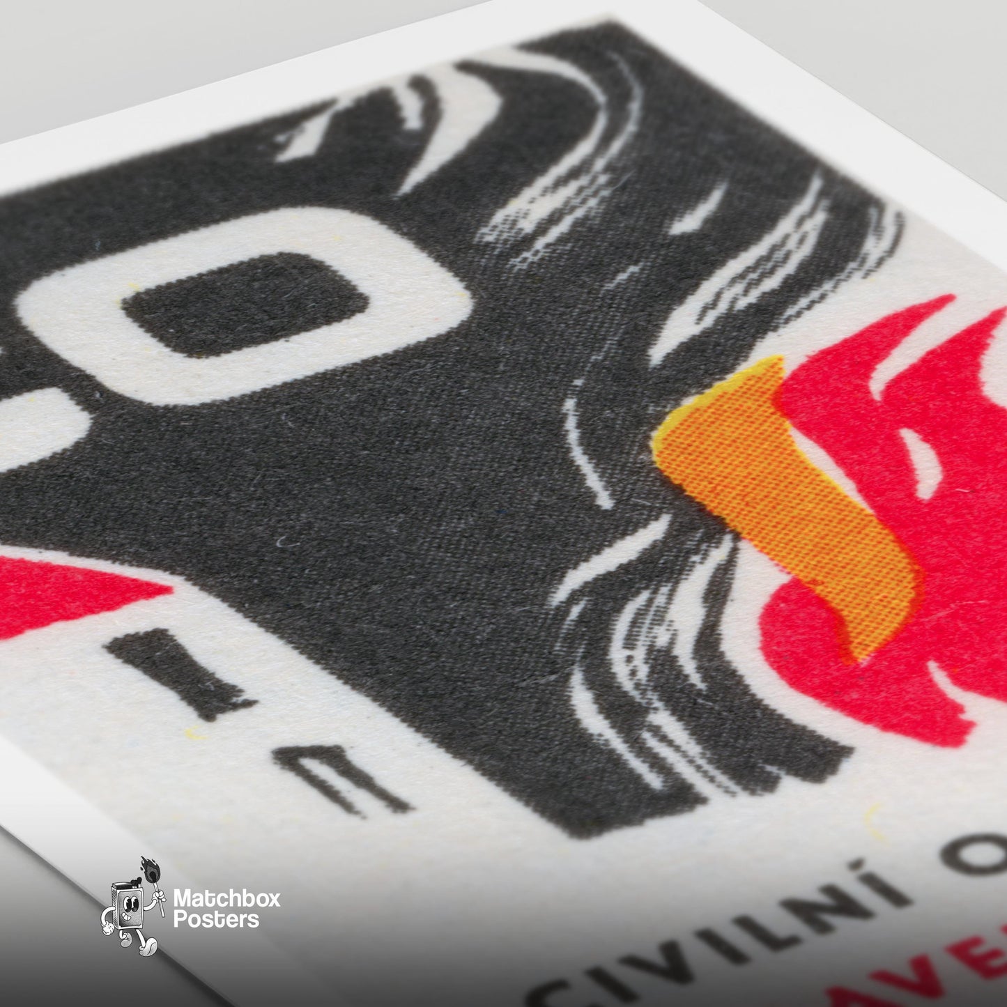 Civil Fire Defense - vintage matchbox label print - close-up detail