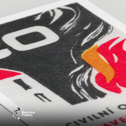 Civil Fire Defense - vintage matchbox label print - close-up detail