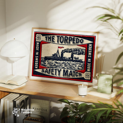 The Torpedo - vintage matchbox label print - office wall