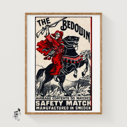 Bedouin Rider - vintage matchbox label print