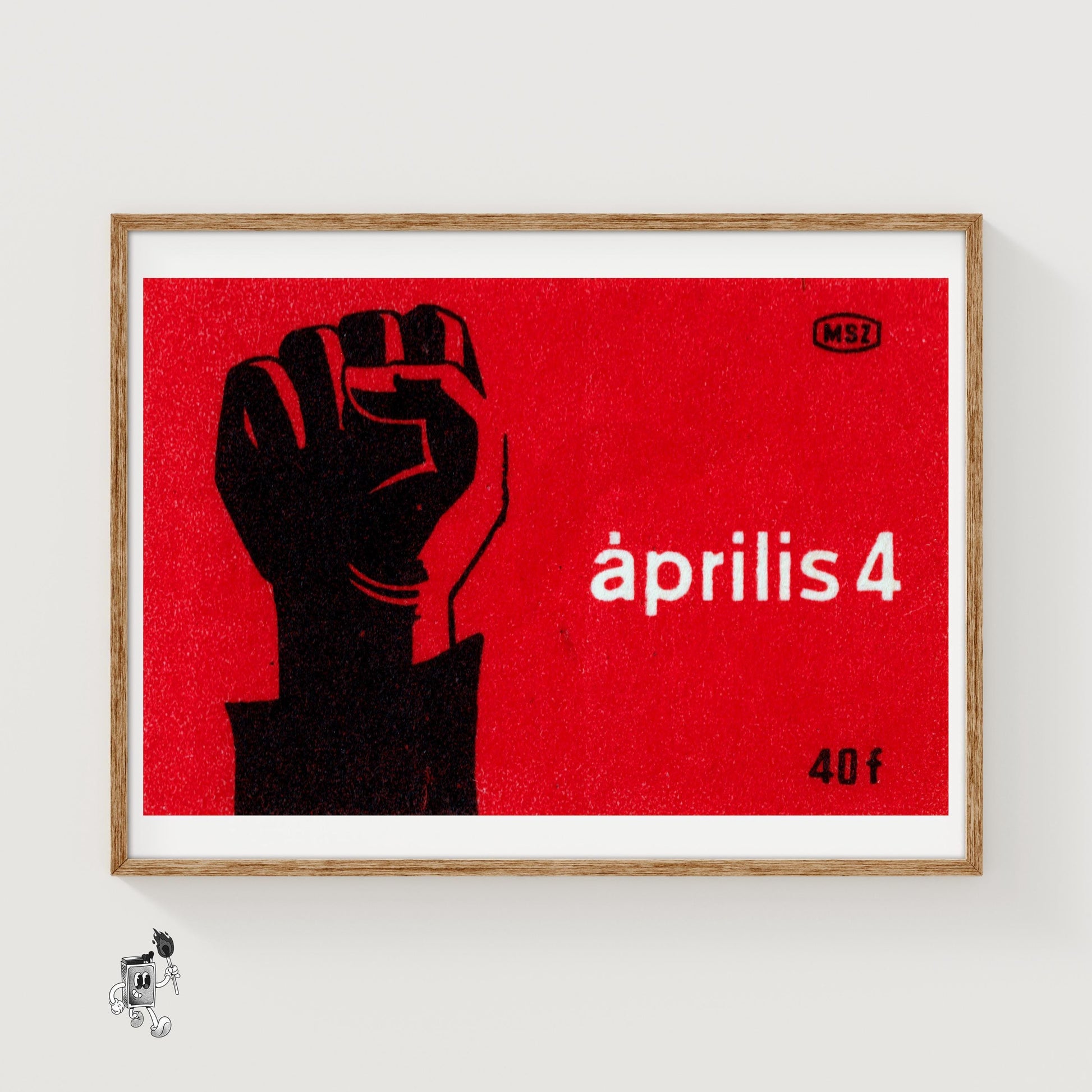 Red Fist - vintage matchbox label print