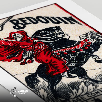 Bedouin Rider - vintage matchbox label print - close-up detail