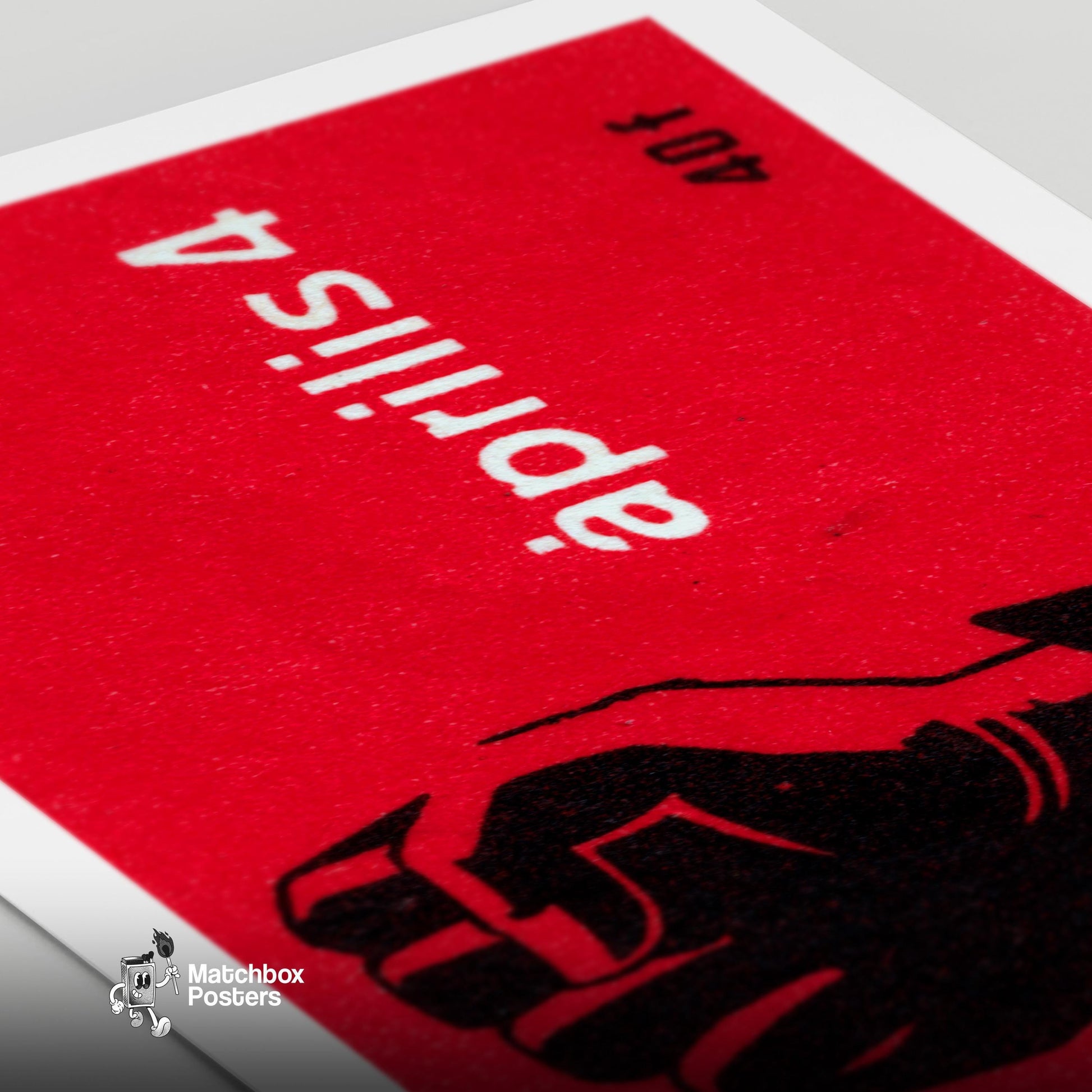 Red Fist - vintage matchbox label print - close-up detail