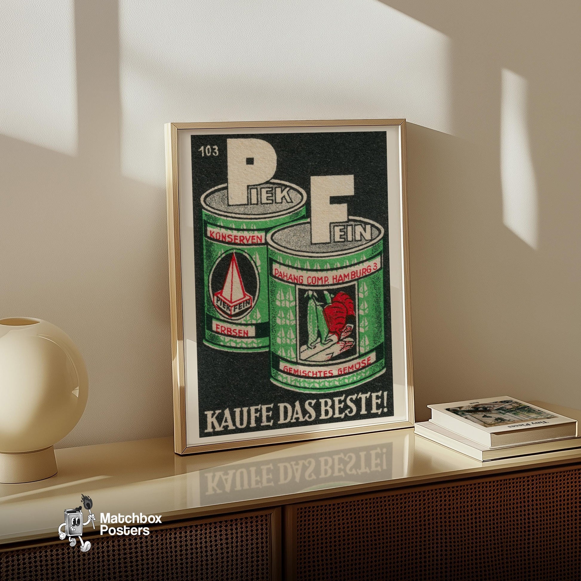 Vegetable Cans - vintage matchbox label print - size comparison