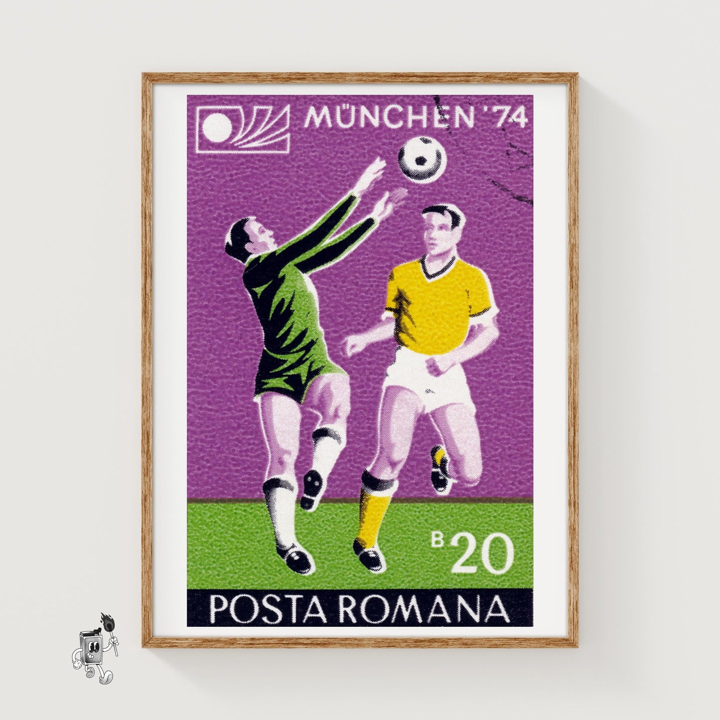 Football Players - vintage matchbox label print