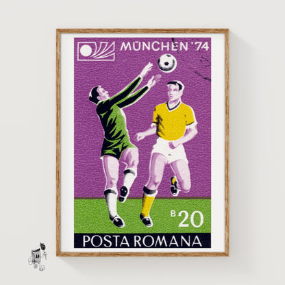 Football Players - vintage matchbox label print