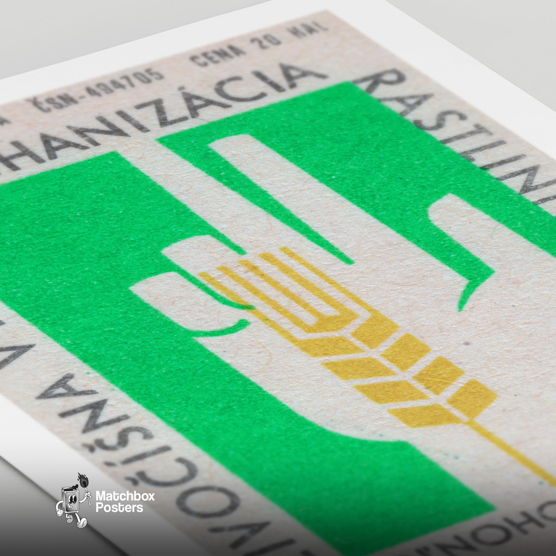 Wheat Stalk - vintage matchbox label print - close-up detail