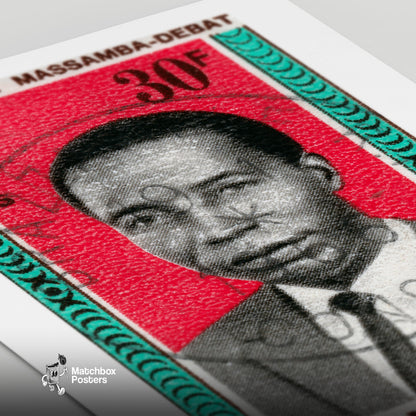 Congolese President - vintage matchbox label print - close-up detail