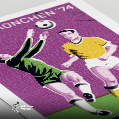 Football Players - vintage matchbox label print - close-up detail