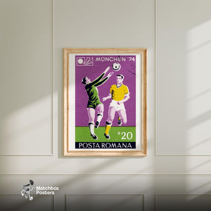 Football Players - vintage matchbox label print - bedroom mockup