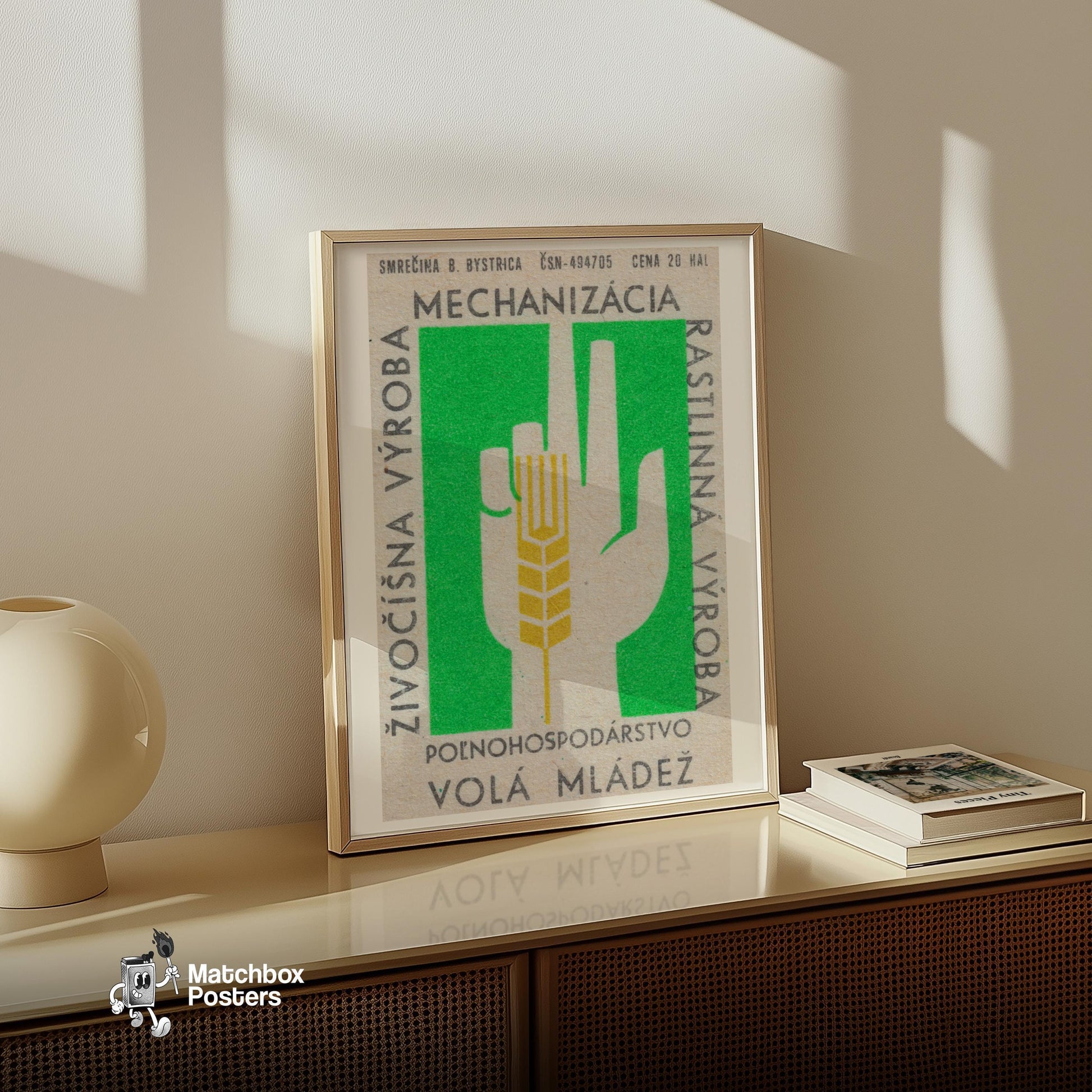 Wheat Stalk - vintage matchbox label print - size comparison
