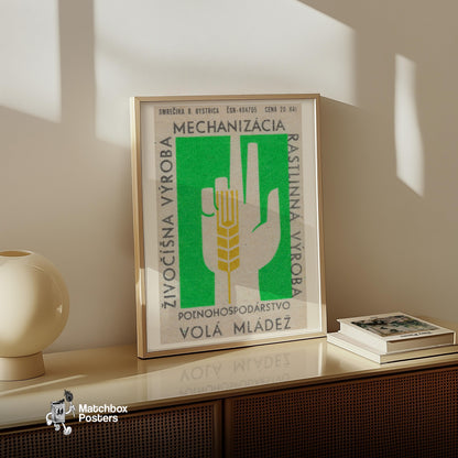 Wheat Stalk - vintage matchbox label print - size comparison
