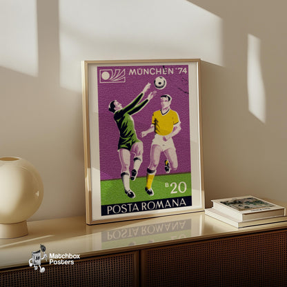 Football Players - vintage matchbox label print - size comparison