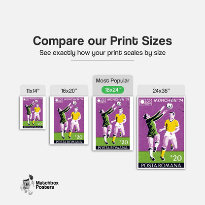 Football Players - vintage matchbox label print - gallery wall preview