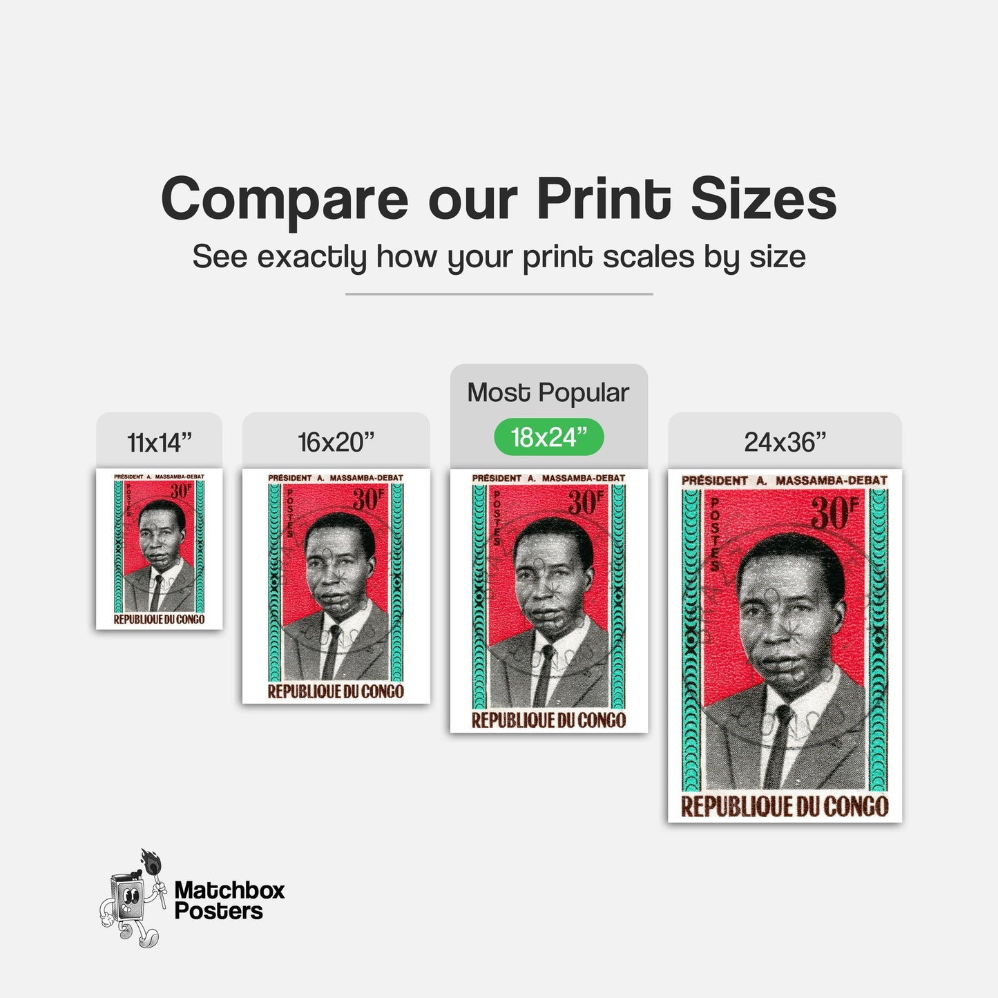 Congolese President - vintage matchbox label print - gallery wall preview