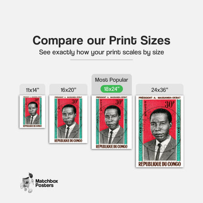 Congolese President - vintage matchbox label print - gallery wall preview