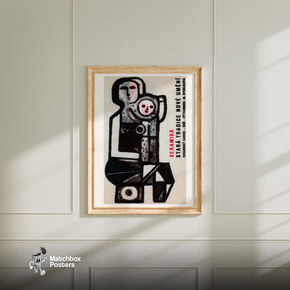 Abstract Faces - vintage matchbox label print - bedroom mockup