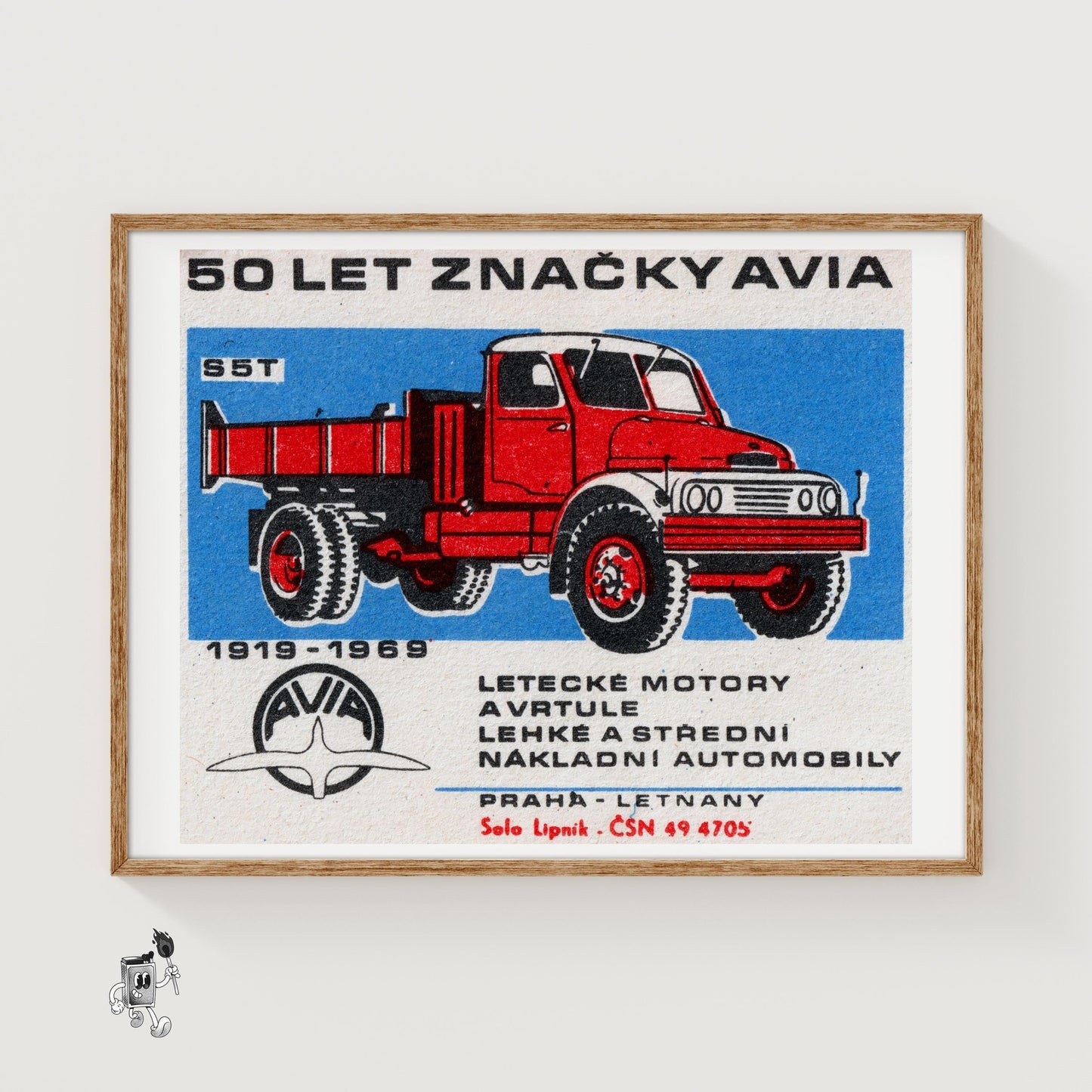 Red Truck - vintage matchbox label print