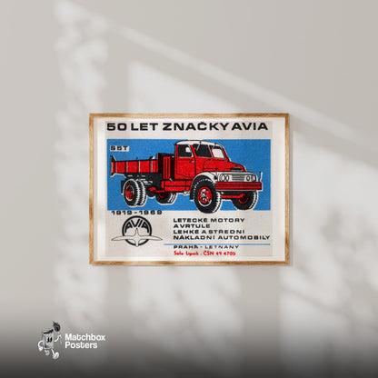 Red Truck - vintage matchbox label print - bedroom mockup