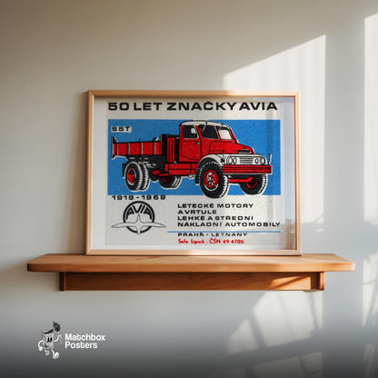 Red Truck - vintage matchbox label print - size comparison