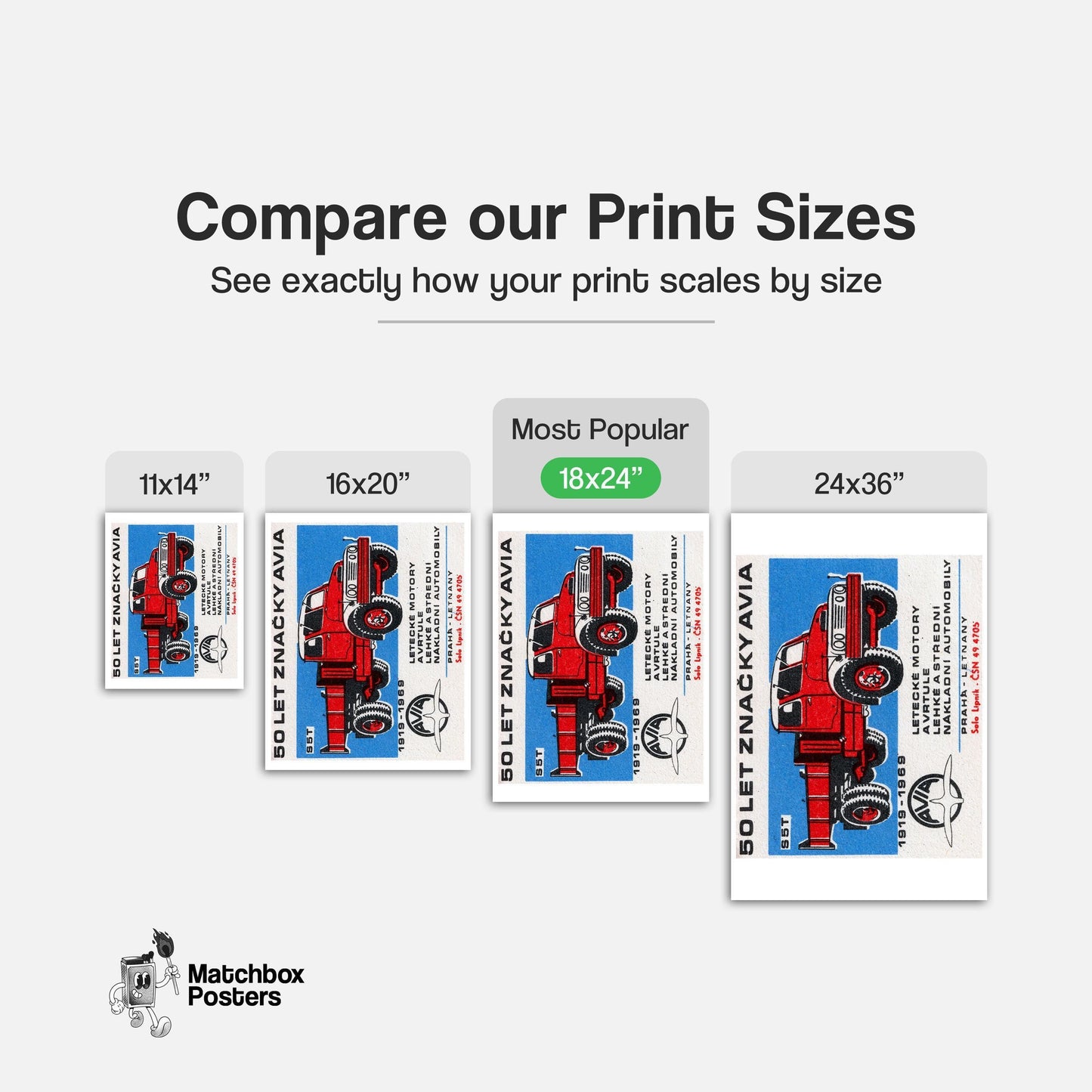 Red Truck - vintage matchbox label print - gallery wall preview