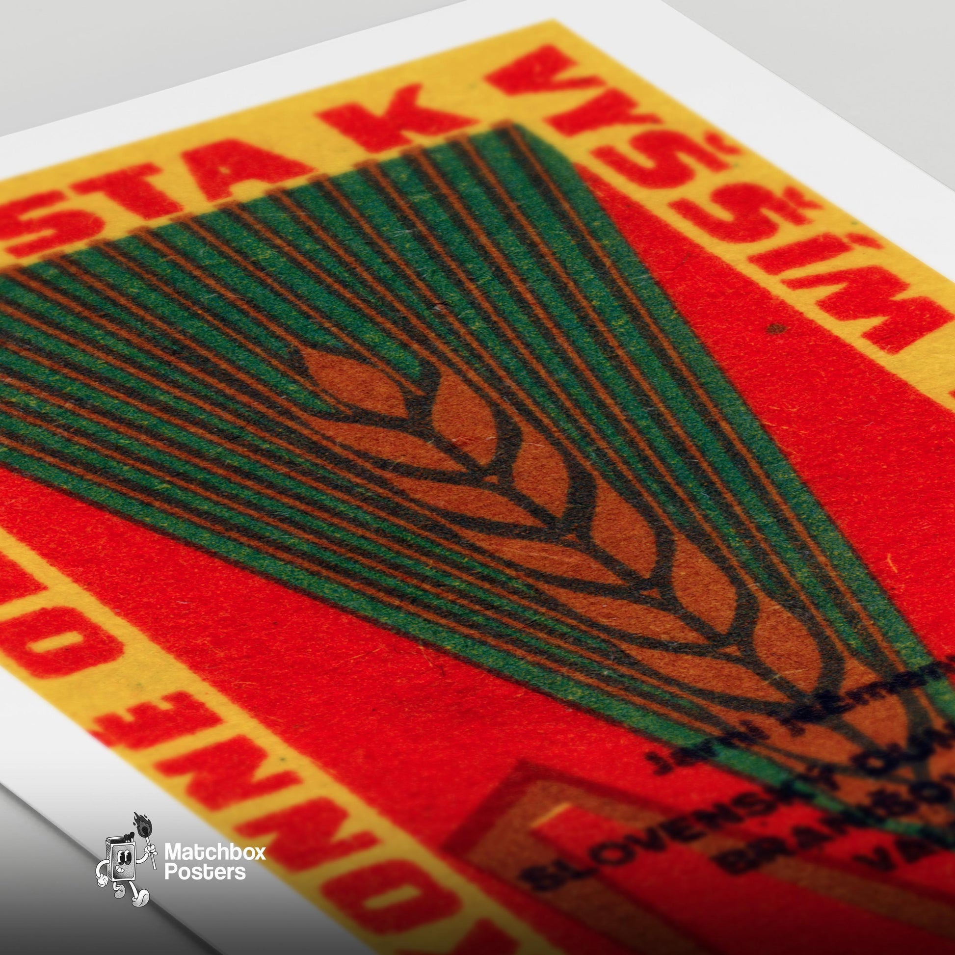 Wheat Farming - vintage matchbox label print - close-up detail