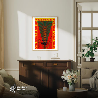 Wheat Farming - vintage matchbox label print - living room mockup